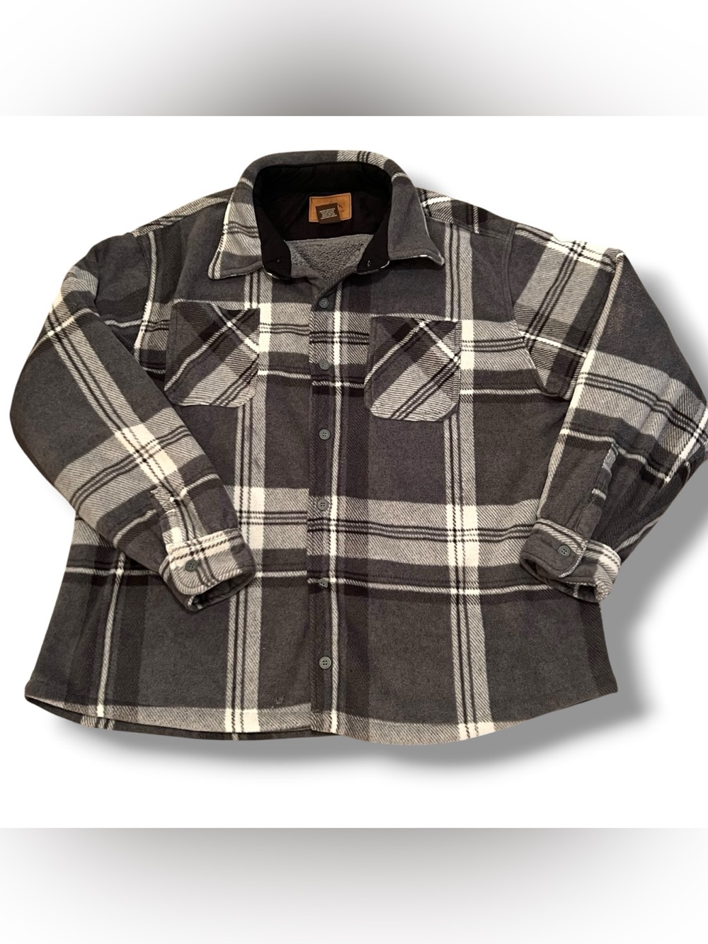 Mountain Ridge Explore Life gray/white button jacket Sherpa Lined 3XL men's E-8